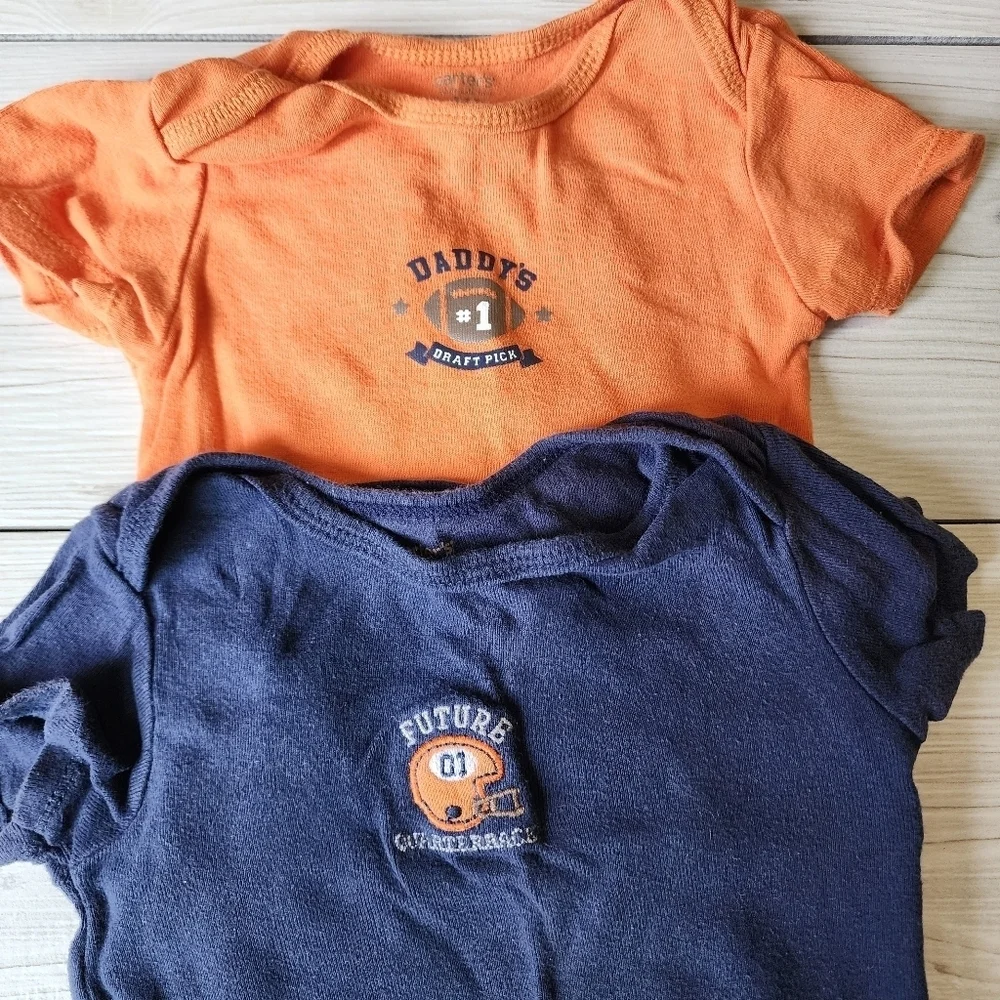 2 pack Carter's Football onesies size 12 mo